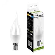 Лампа светодиодная LED 7вт Е14 белый матовая свеча на ветру 25761