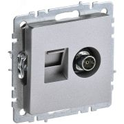 BRITE Розетка двойная TV+RJ45 кат.5E РТВ/РК12-БрА алюминий BR-AK20-1-K47