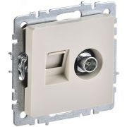 BRITE Розетка двойная TV+RJ45 кат.5E РТВ/РК12-БрКр бежевый BR-AK20-1-K10