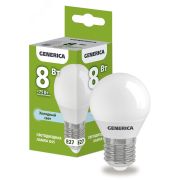 Лампа светодиодная G45 шар 8Вт 230В 6500К E27 GENERICA LL-G45-08-230-65-E27-G