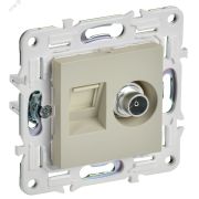 SKANDY Розетка двойная TV+RJ45 кат.5E SK-A14B бежевый IEK SK-AK20-1-K10