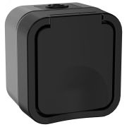 Розетка 1-местная с заземляющим контактом и крышкой TORS 16А IP55 графит TS-R16-16-55-K53