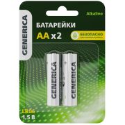 Батарейка щелочная Alkaline LR06/AA (2шт/блистер) GENERICA ABT-LR06-ST-L02-G