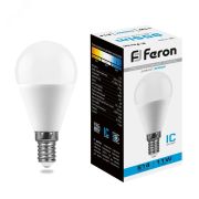 Лампа светодиодная LED 11вт Е14 дневной матовый шар 25948